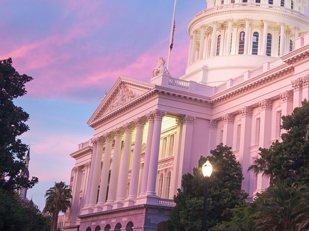 Capitol building at sunset