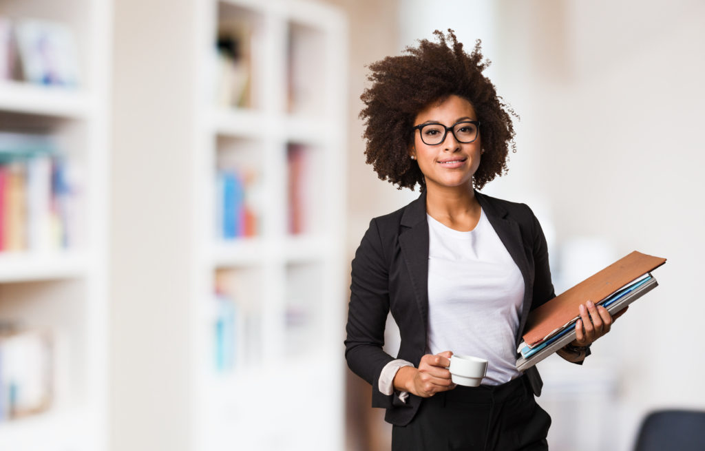 Business colleague holding files