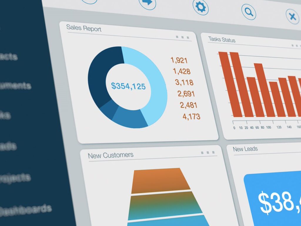 computer screen with charts and graphs related to fintech