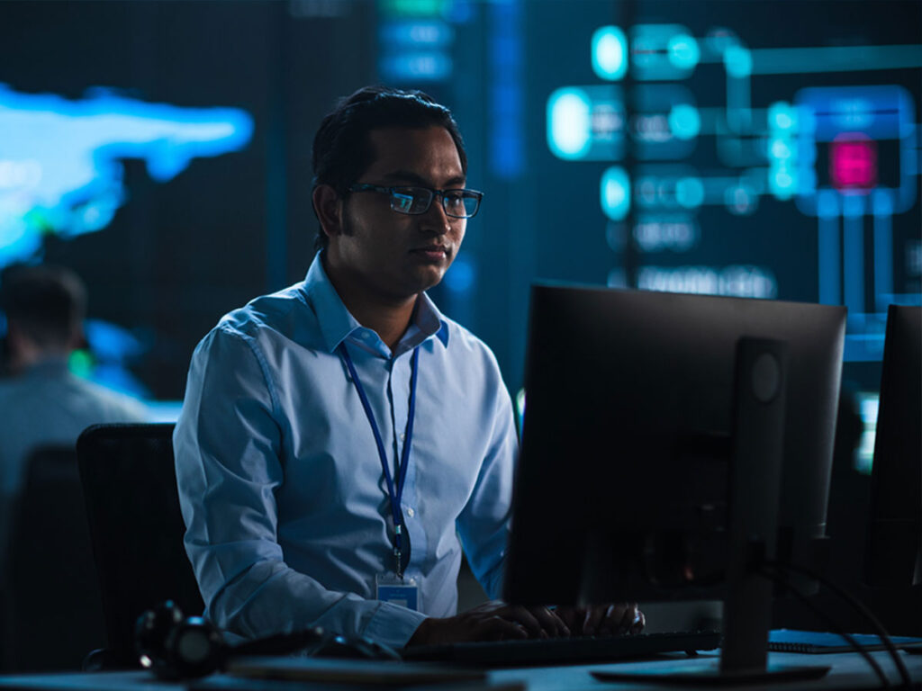 man working on a laptop