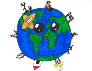 drawing of a global cleanup community effort